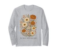 Brezza Autunnale e Foglie Autunnali retrò Floreale botanico Donne Maglia a Manica