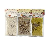 Brezzo Tris Risotti da 300g ai Funghi Porcini Speck, Zafferano Funghi Porcini e al Tartufo