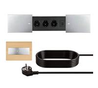 BRGD Argento Alluminio Presa da Tavolo da Incasso, Coperchio Scorrevole Ciabatte Elettriche Multipresa con 3 Prese, 2 Porte USB, Type C e Cavo da 1.8m per piani di lavoro, 250 V / 16A