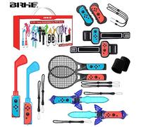 BRHE Nintendo Switch - Accessori sportivi 12 in 1 per giochi sportivi Nintendo Switch, kit di accessori per la famiglia per giochi sportivi Switch/OLED con cinturino da gamba, mazze da golf, racchette