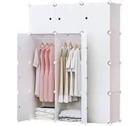 BRIAN & DANY Armadio con ante, 12 cubi, 111 x 47 x 148 cm, Bianco | Armadio con il 30% di spazio in più, aste appendiabiti e chiusura magnetica, armadio modulare fai-da-te