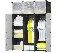 BRIAN & DANY Armadio Modulare con 12 Cubi, Scaffale Componibile con Ante, Guardaroba Organizzatore Economico, Strutture per Cabine in Plastica, 111 x 47 x 148 cm