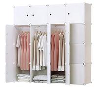 BRIAN & DANY Armadio Modulare con 16 Cubi, Scaffale Componibile con Ante, Guardaroba Organizzatore Economico, stanzino Combinato in Plastica, 148 x 47 x 148 cm