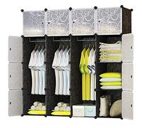 BRIAN & DANY Armadio Modulare con 16 Cubi, Scaffale Componibile con Ante, Guardaroba Organizzatore Economico, Strutture per Cabine in Plastica, 148 x 47 x 148 cm