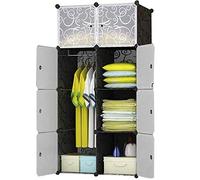 BRIAN & DANY Armadio Modulare con 8 Cubi, Scaffale Componibile con Ante, Guardaroba Organizzatore Economico, Strutture per Cabine in Plastica, 74 x 47 x 185 cm