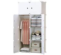 BRIAN & DANY Armadio Modulare con 8 Cubi, Scaffale Componibile con Ante, Guardaroba Organizzatore Economico, stanzino Combinato in Plastica, 75 x 47 x 148 cm