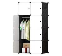 BRIAN & DANY Armadio Portatile con 8 Cubi, Scaffale Componibile con Ante, Guardaroba Organizzatore Economico, stanzino Combinato in Plastica, 75 x 47 x 148 cm