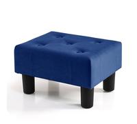 BRIAN & DANY Piccolo poggiapiedi ottomano, poggiapiedi in velluto con gambe in plastica, poggiapiedi per divano, seduta extra per soggiorno, ingresso, ufficio, blu
