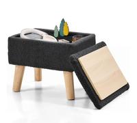 BRIAN & DANY Poggiapiedi ottomano con contenitore, rettangolare in pile, poggiapiedi con gambe, per soggiorno, ingresso, ufficio, nero