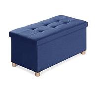 BRIAN & DANY Pouf Contenitore, Cassapanca Contenitore Da Interno, Panca Poggiapiedi Pieghevole Per Soggiorno, Camera Da Letto, Camerino, Blu, 76 X 38 X 38 cm