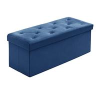 BRIAN & DANY Pouf Contenitore, Cassapanca Contenitore Da Interno, Panca Poggiapiedi Pieghevole Per Soggiorno, Camera Da Letto, Camerino, Blu, 110 x 40 x 40 cm