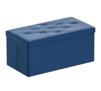 BRIAN & DANY Pouf Contenitore Pieghevole, Cassapanca Contenitore da Interno in Velluto, Puff Poggiapiedi Rettangolare Panca per Camera da Letto, 80x 40x 40 cm, Blu