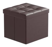 BRIAN & DANY Pouf Contenitore Pieghevole, Puff Poggiapiedi Quadrato in Cuoio Sgabello Contenitore per Divano Camera da Letto, Marrone, 38 x 38 x 38cm