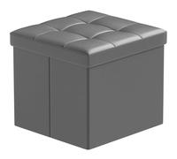 BRIAN & DANY Pouf Contenitore Pieghevole, Puff Poggiapiedi Quadrato in Cuoio Sgabello Contenitore per Divano Camera da Letto, Grigio, 38 x 38 x 38cm