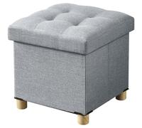 BRIAN & DANY Pouf Contenitore, Puff Poggiapiedi Pieghevole, Sgabello Quadrato Contenitore Per Soggiorno, Camera Da Letto, Camerino, Grigio Chiaro, 38 X 38 X 38 cm