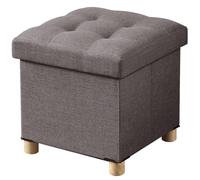 BRIAN & DANY Pouf Contenitore, Puff Poggiapiedi Pieghevole, Sgabello Quadrato Contenitore Per Soggiorno, Camera Da Letto, Camerino, Marrone, 38 X 38 X 38 cm