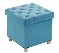 BRIAN & DANY Pouf Contenitore Quadrato, Puff Poggiapiedi Pieghevole in Velluto, Pouf Sgabello con Gambe per Camera da Letto Soggiorno, 40 x 40 x 40 cm, Verde