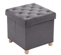 BRIAN & DANY Pouf Contenitore Quadrato, Puff Poggiapiedi Pieghevole in Velluto, Pouf Sgabello con Gambe per Camera da Letto Soggiorno, 40 x 40 x 40 cm, Grigio