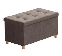 BRIAN & DANY Pouf Contenitore Rettangolare, Panca Con Gambe, Sgabello, Cassapanca da Interno, Baule, Marrone, 76 x 38 x 38 cm