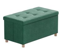 BRIAN & DANY Pouf Contenitore Rettangolare, Panca Con Gambe, Sgabello, Cassapanca da Interno, Baule, Verde Nerastro, 76 x 38 x 38 cm