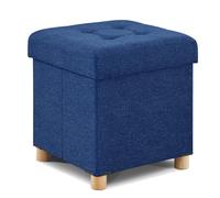 BRIAN & DANY Pouf Cubo Poggiapiedi Sgabello Contenitore Cassapanca Pieghevole 38 x 38 x 38 cm, Blu Navy