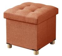 BRIAN & DANY Pouf Cubo Poggiapiedi Sgabello Contenitore Cassapanca Pieghevole 38 x 38 x 40 cm, Arancione