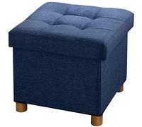 BRIAN & DANY Pouf Cubo Poggiapiedi Sgabello Contenitore Cassapanca Pieghevole 38 x 38 x 40 cm, Blu Navy