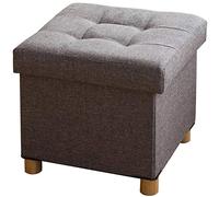BRIAN & DANY Pouf Cubo Poggiapiedi Sgabello Contenitore Cassapanca Pieghevole 38 x 38 x 40 cm, Grigio