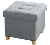 BRIAN & DANY Pouf Cubo Poggiapiedi Sgabello Contenitore Cassapanca Pieghevole 38 x 38 x 40 cm, Grigio Chiaro