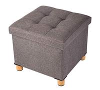BRIAN & DANY Pouf Cubo Poggiapiedi Sgabello Contenitore Cassapanca Pieghevole 38 x 38 x 40 cm, Marrone