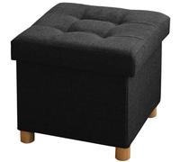 BRIAN & DANY Pouf Cubo Poggiapiedi Sgabello Contenitore Cassapanca Pieghevole 38 x 38 x 40 cm, Nero