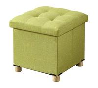 BRIAN & DANY Pouf Cubo Poggiapiedi Sgabello Contenitore Cassapanca Pieghevole 38 x 38 x 40 cm, Verde