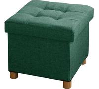 BRIAN & DANY Pouf Cubo Poggiapiedi Sgabello Contenitore Cassapanca Pieghevole 38 x 38 x 40 cm, Verde Scuro