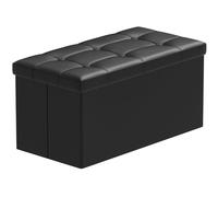 BRIAN & DANY Pouf Pieghevole Stoccaggio Ottomano Poggiapiedi Panca Sedile Sgabello Tavolino Cassapanca, Ecopelle Nero, 76 x 38 x 38cm