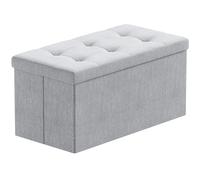 BRIAN & DANY Pouf Puff Pieghevole Stoccaggio Ottomano Poggiapiedi Sgabello Contenitore Cassapanca Pieghevole, Grigio - Tessuto Come Lino, 76 x 38 x 38 cm