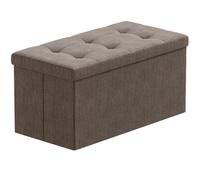BRIAN & DANY Pouf Puff Pieghevole Stoccaggio Ottomano Poggiapiedi Sgabello Contenitore Cassapanca Pieghevole, Marrone - Tessuto Come Lino, 76 x 38 x 38 cm