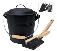 BRIAN & DANY Secchio per Cenere Camino, 5L Secchio Cenere Camino con Paletta e Scopino