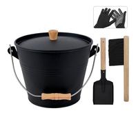BRIAN & DANY Secchio per Cenere Camino con Coperchio, 5L Secchio Cenere Camino con Paletta e Scopino