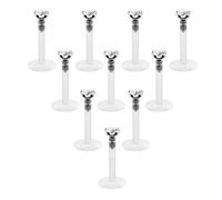 Briana Williams 10 Pezzi 1.2mm Trasparente UV Flessibile Acrilico 3mm CZ Gemmama Labret Anello Labbro/Trago/Helix/Cartilagine Orecchio Stud Bilanciere Corpo Piercing Gioielli