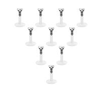 Briana Williams 10 Pezzi 1.2mm Trasparente UV Flessibile Acrilico 3mm CZ Gemmama Labret Anello Labbro/Trago/Helix/Cartilagine Orecchio Stud Bilanciere Corpo Piercing Gioielli