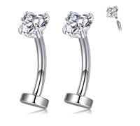 Briana Williams 14G Piercing ombelico Acciaio chirurgico 10mm Anello della pancia Gioielli Cuore trasparente CZ Belly bar per le donne uomini