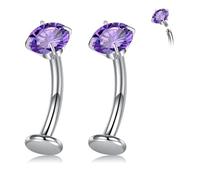 Briana Williams 14G Piercing ombelico Titanio 10mm Anello della pancia Gioielli viola CZ Belly bar per le donne uomini