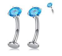 Briana Williams 14G Titanio Anello della pancia 10 mm Flat Back Navel Gioielli Blu CZ ombelico Piercing bar per le donne uomini