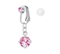 Briana Williams Finto Piercing Ombelico Clip False Anneaux de Pancia con Pendente Rosa CZ Non Piercing Falso Ombelico