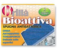 Briancasa Spugne Bioattiva antibatteriche AntiGraffio e toglisporco 7x11x2,5cm 2 Pezzi
