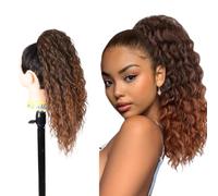 Brianna Extension Coda Di Cavallo | Facile da applicare | Look naturale 100% | Termofibra resistente | Capelli Lunghi e Ricci,90 cm, 70 cm e 50 cm TERMOFIBRA (T-30 Castano Scuro Degrade, 50cm)