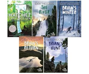 Brian's Saga Hatchet Series 5 Books Set By Gary Paulsen - Hatchet, The River, Brian's Winter, Brian's Return, Brian's Hunt