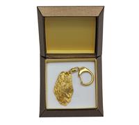 Briard - Placcato Oro Portachiavi Con Uno Cane, Scatola Art Dog