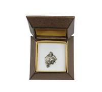 Briard Tipo 2 - Argento Placcato Spilla Con Dem Immagine di Un Cane Art Dog