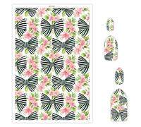 Briartw 10 fogli di carta transfer in argilla polimerica, fiocchi e fiori a righe, per foglio, 14,8 x 10 cm, fogli di trasferimento solubili in acqua, adesivi usa e getta per la realizzazione di